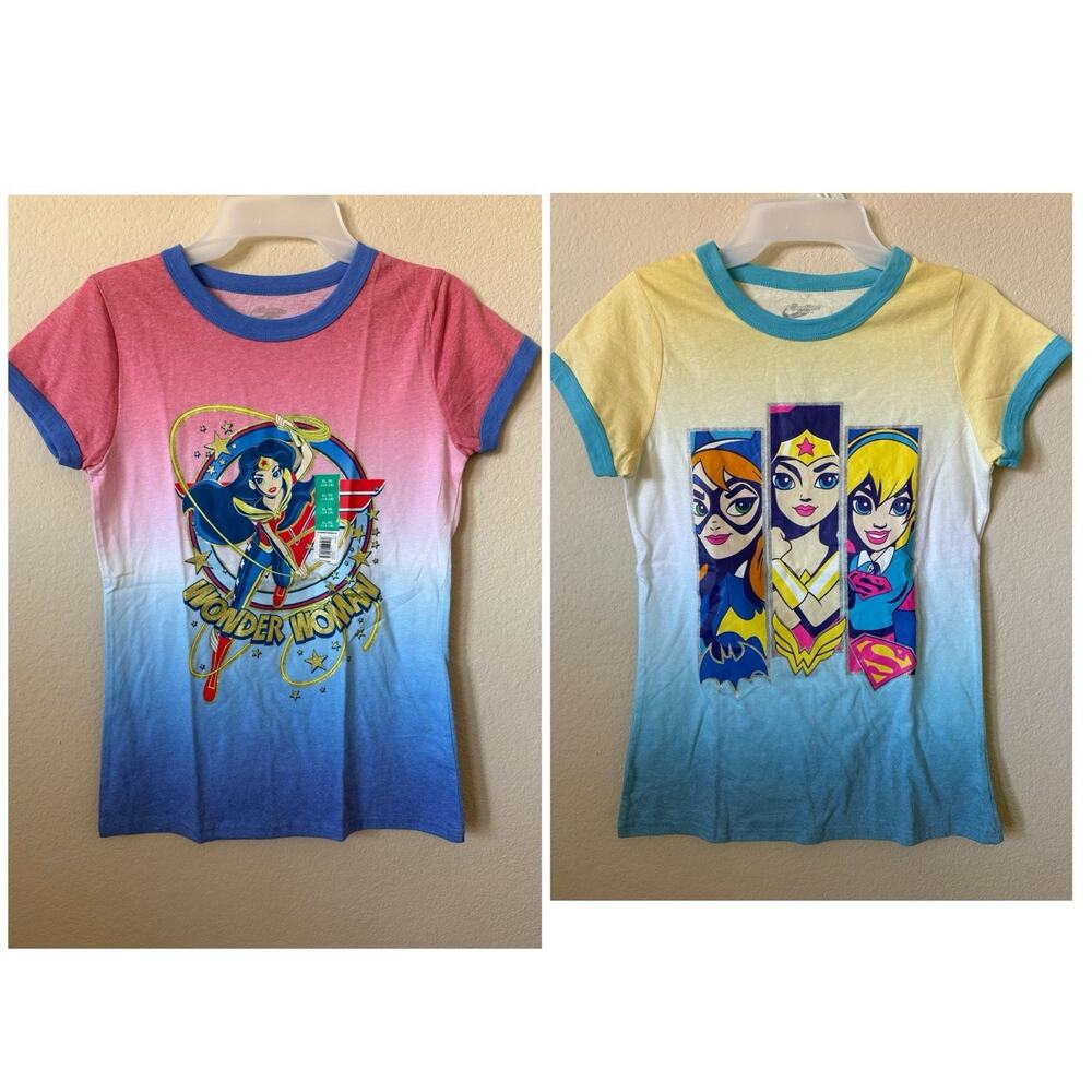 Lot Of 2 DC Comics Trio Batgirl Wonder Girl Supergirl T Shirt Top Size XL 14/16